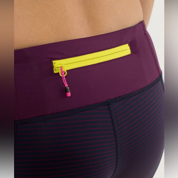 Lululemon Run For Your Life Crop 17”. EUC! Hyper Stripe Plum/Plum Pow Stripe - Picture 6 of 14